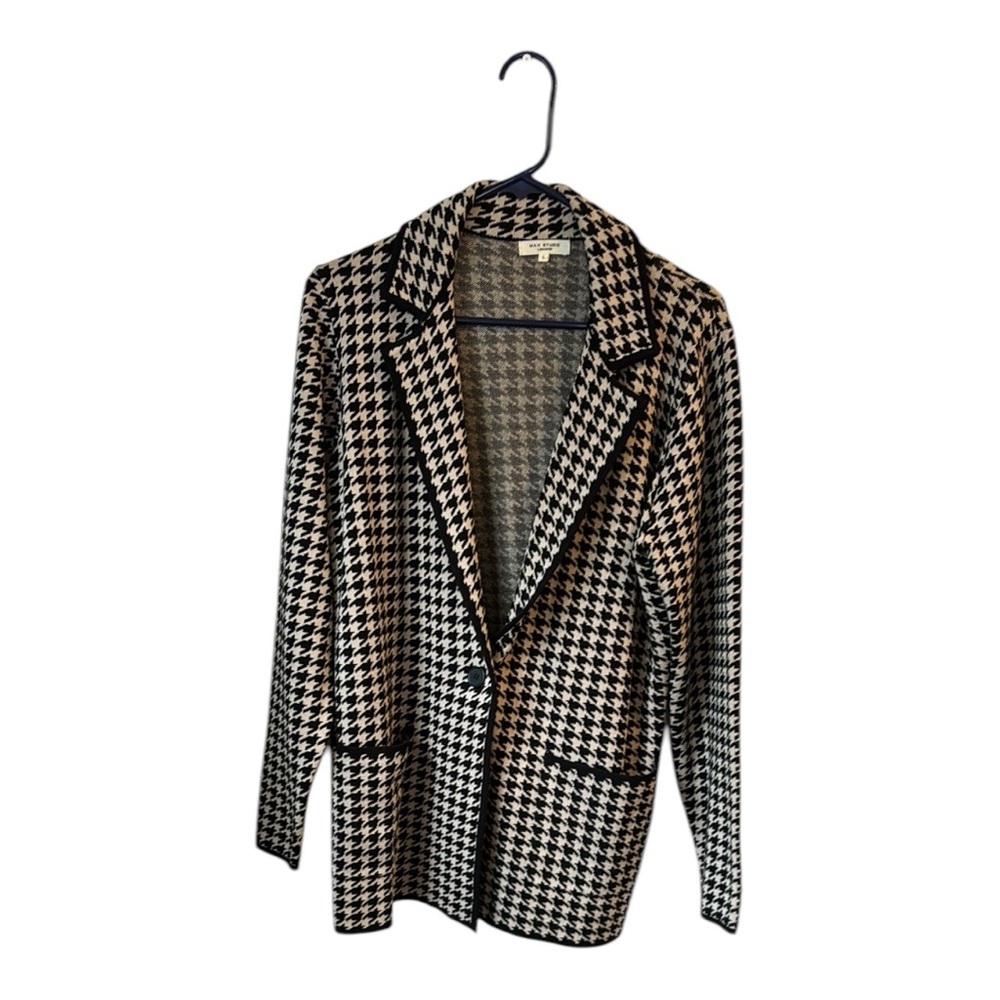 Max Studio Black and White Houndstooth Blazer